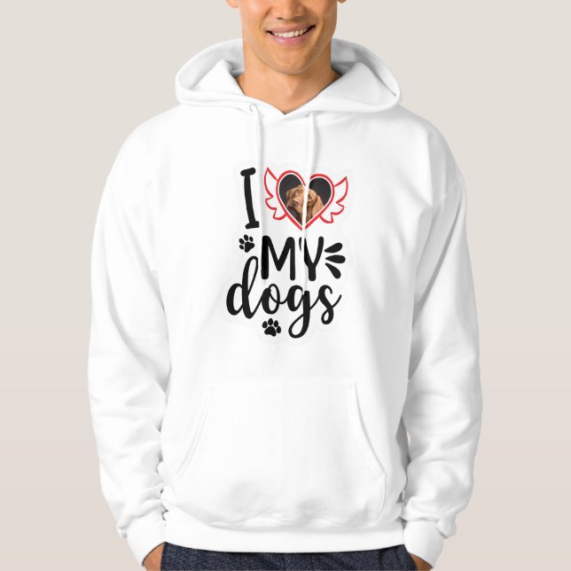 Personalised I Love My Dog Photo T-Shirt Hoodie (Front)