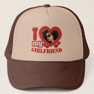 Personalised I Love My Girlfriend Photo Text Trucker Hat