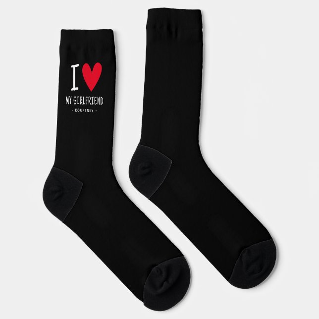 Personalised 'I Love My Girlfriend' Valentine  Socks (Right)