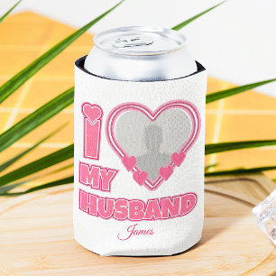Personalised I Love My Husband – Add Photo & Name Can Cooler