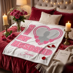 Personalised I Love My Husband – Add Photo & Name Fleece Blanket