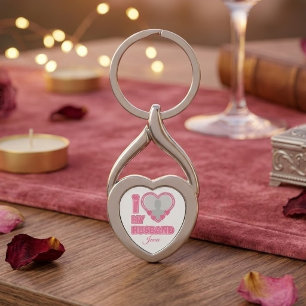 Personalised I Love My Husband – Add Photo & Name Key Ring
