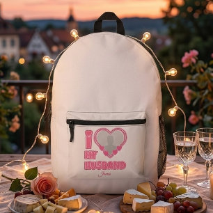 Personalised I Love My Husband – Add Photo & Name Printed Backpack