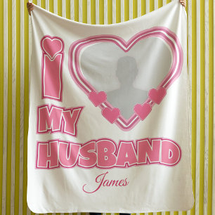 Personalised I Love My Husband – Add Photo & Name Sherpa Blanket