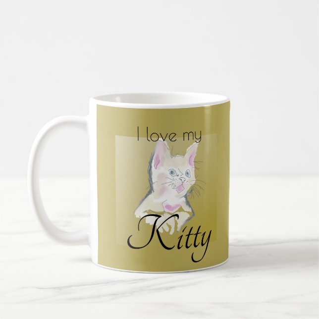 Personalised I Love My Kitty Photo Coffee Mug (Left)