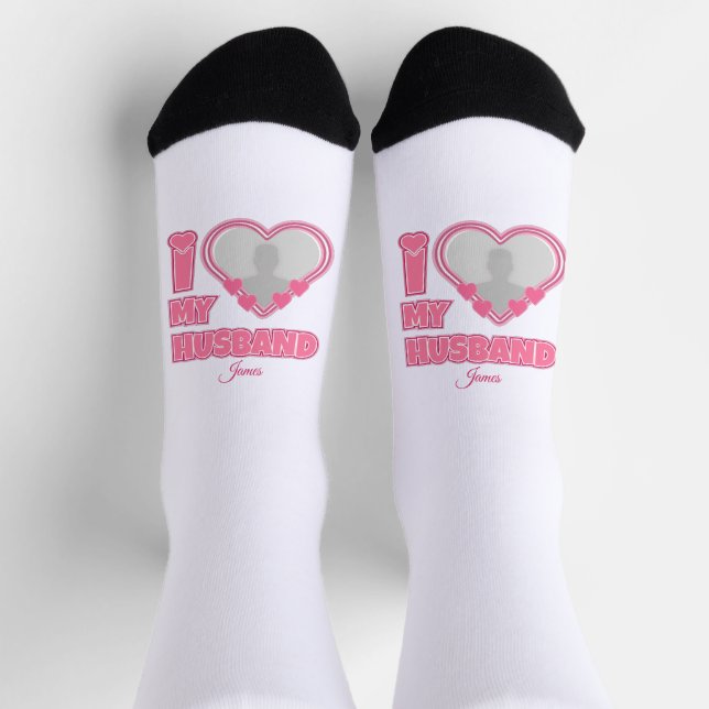 Personalised I Love My Wife – Add Name & Photo Socks (Top)