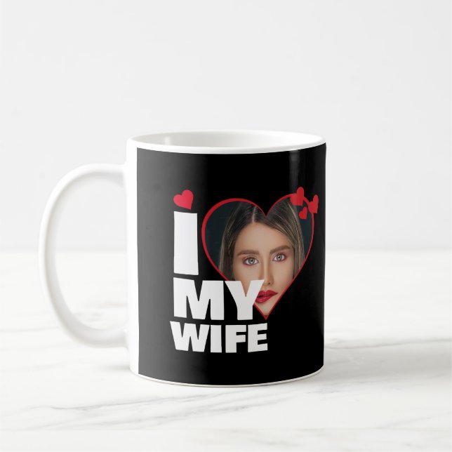 Personalised I Love My Wife Heart Photo Coffee Mug (Left)