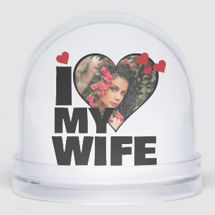 Personalised I Love My Wife Heart Photo Snowglobe