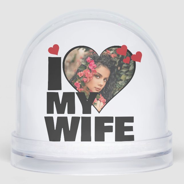 Personalised I Love My Wife Heart Photo Snowglobe (Front)