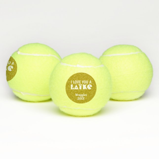 Personalised I love you a latke Hanukkah Chanukah Tennis Balls (Multi)