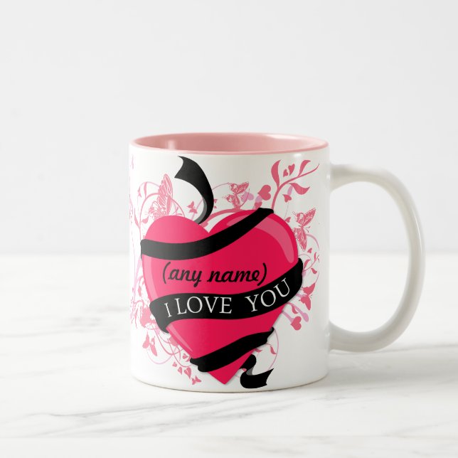 Personalised I Love You (any name) Two-Tone Coffee Mug (Right)