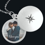 Personalised I love you couple photo Locket Necklace<br><div class="desc">Say I love you with this keepsake locket and personalise it with a photo and special message. To change the font style customise further,  let me know if you need assistance.</div>