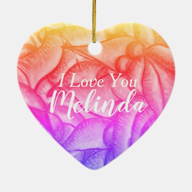 Personalised I Love You Heart Pendant Ceramic Tree Decoration (Back)