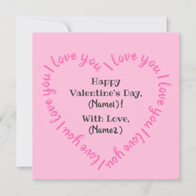 Personalised "I love you" Heart Valentine's Day Holiday Card (Front)
