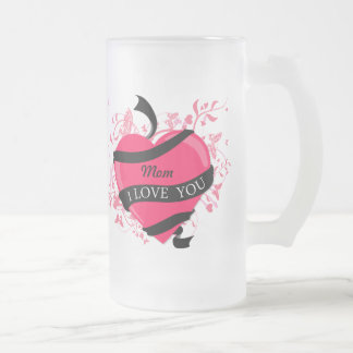 Personalised I Love You Mum Frosted Glass Beer Mug