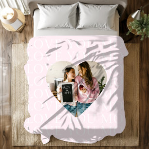 Personalised I Love You Mum Heart Photo  Sherpa Blanket
