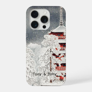 Personalised I Snow Temple I White and Red iPhone 15 Pro Case