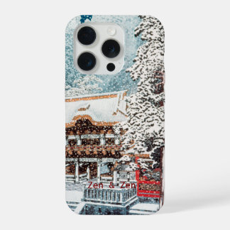 Personalised I Snow Temple I White and wood iPhone 15 Pro Case