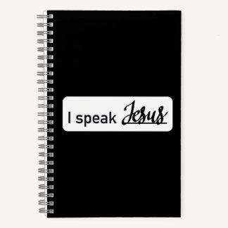 Personalised I Speak Jesus Black & White on Black Notebook