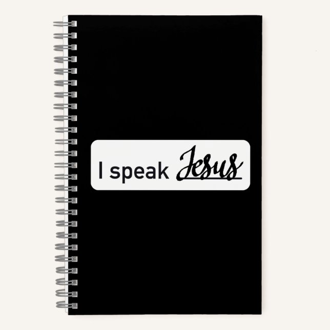 Personalised I Speak Jesus Black & White on Black Notebook (Front)