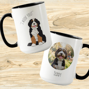 Personalised I Woof You Bernedoodle Pet Photo Gift Mug