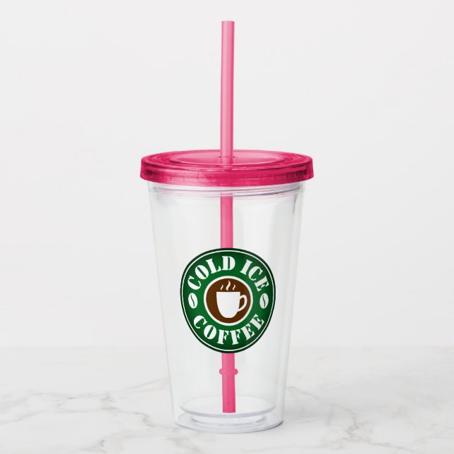 Personalised ice coffee coloured tumbler glass cup (Front)