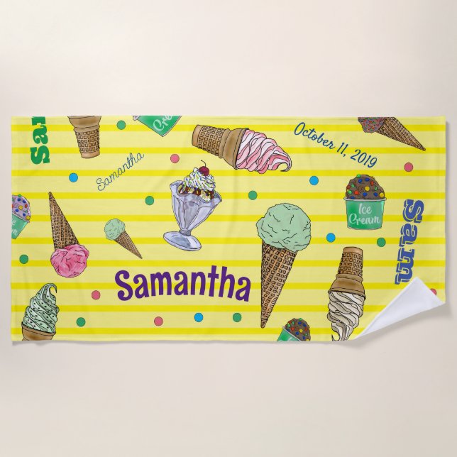Personalised Ice Cream Beach Towel (Front)