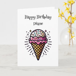 Personalised Ice Cream Cone Birthday for Her Card