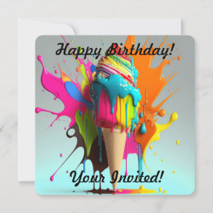 Personalised Ice Cream Cone Vibrant Invitation