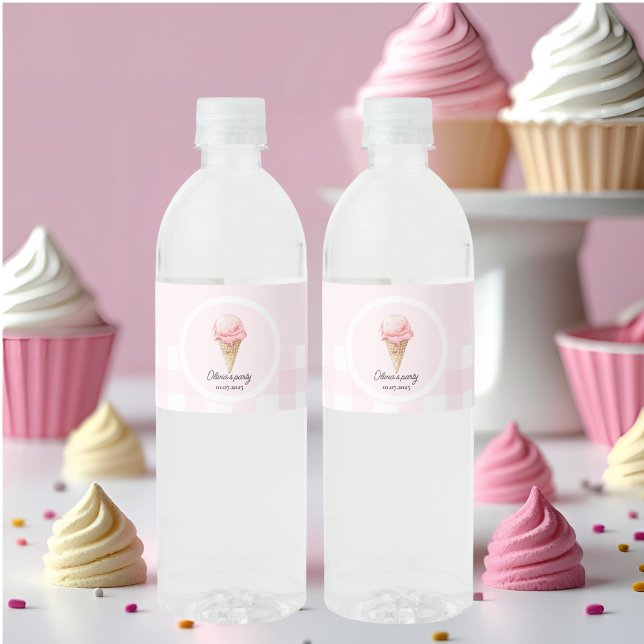 Personalised Ice Cream Party  Water Bottle Label (Creator Uploaded)