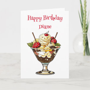 Personalised Ice Cream Sundae Birthday for Her Card