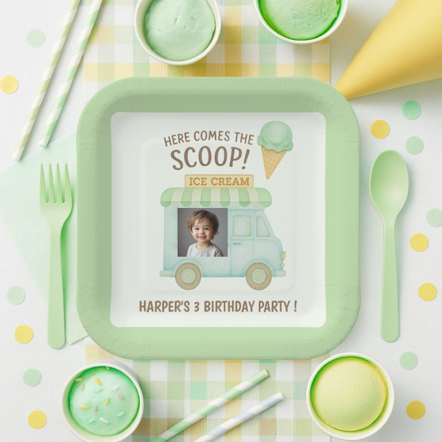 Personalised Ice Cream Truck Birthday Paper Plate (Creator Uploaded)