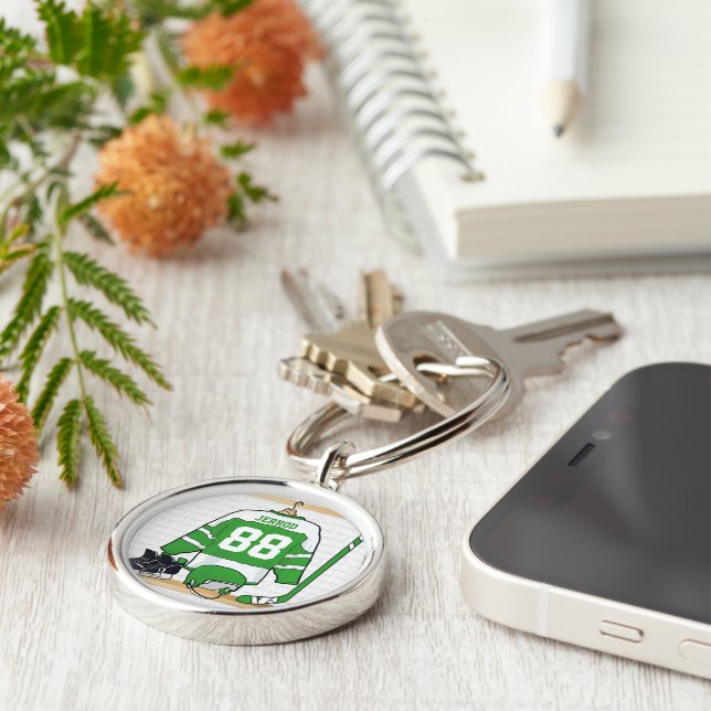 Personalised Ice Hockey Jersey G Key Ring (Side)