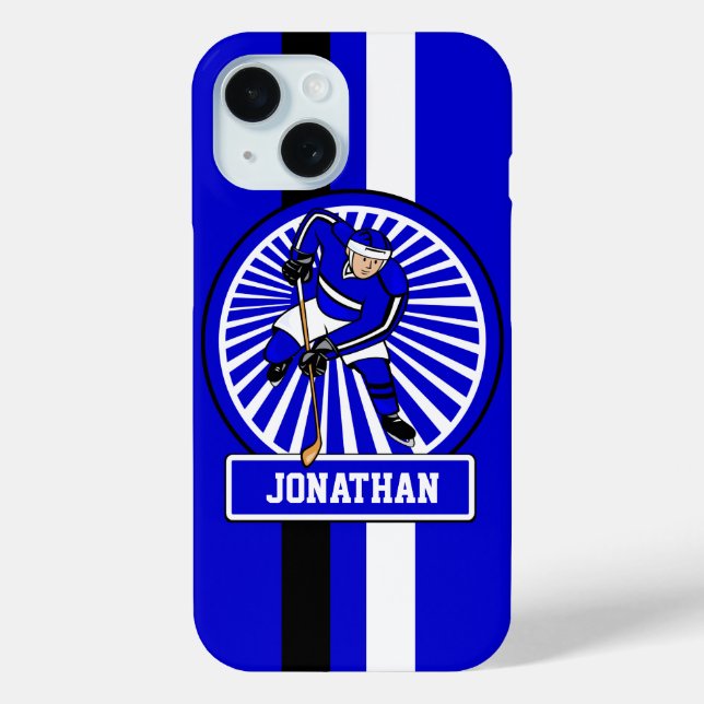 Personalised Ice Hockey Player Blue Case-Mate iPhone Case (Back)