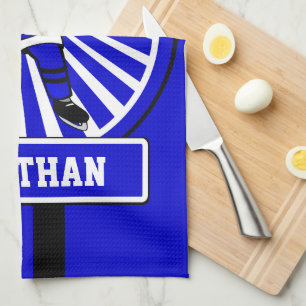 Personalised Ice Hockey Player Blue Tea Towel