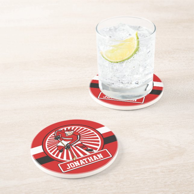 Personalised Ice Hockey player Coaster (Side)