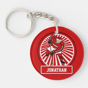 Personalised Ice Hockey player Key Ring