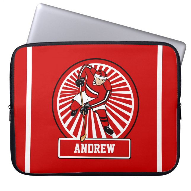 Personalised Ice Hockey Player Laptop Sleeve (Front)
