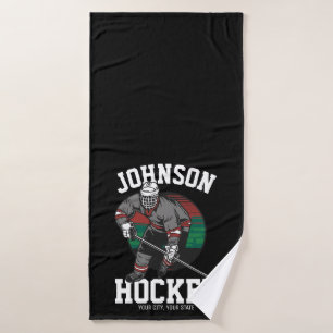Personalised Ice Hockey Player Team Athlete Name Bath Towel Set