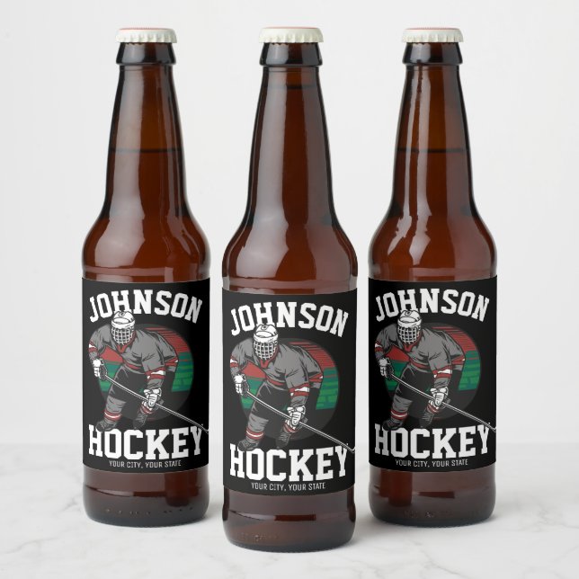 Personalised Ice Hockey Player Team Athlete Name  Beer Bottle Label (Bottles)