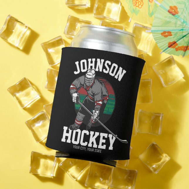 Personalised Ice Hockey Player Team Athlete Name  Can Cooler (In Situ Summer)