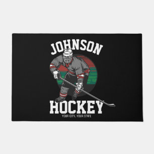 Personalised Ice Hockey Player Team Athlete Name  Doormat