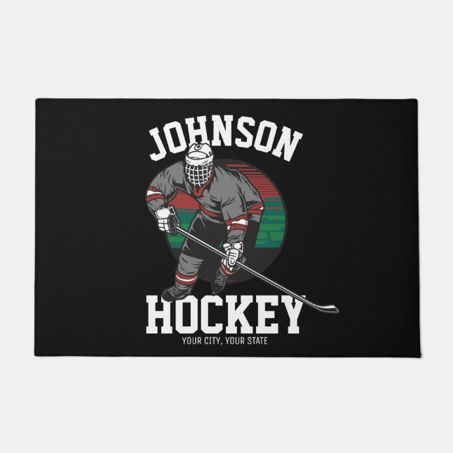 Personalised Ice Hockey Player Team Athlete Name  Doormat (Front)