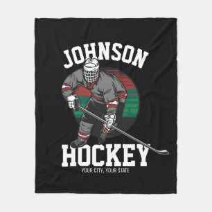 Personalised Ice Hockey Player Team Athlete Name  Fleece Blanket