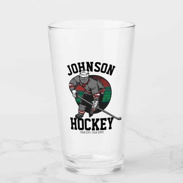 Personalised Ice Hockey Player Team Athlete Name Glass (Front)