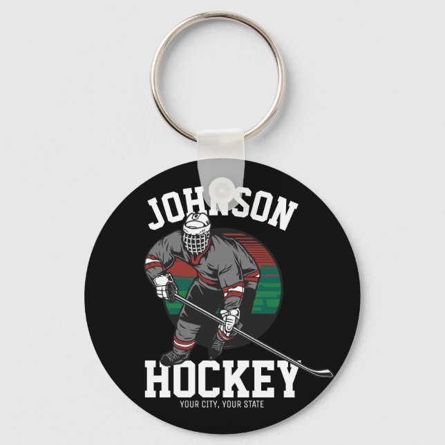Personalised Ice Hockey Player Team Athlete Name  Key Ring (Front)