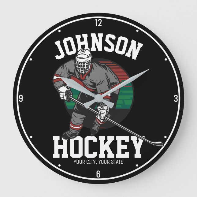 Personalised Ice Hockey Player Team Athlete Name Large Clock (Front)