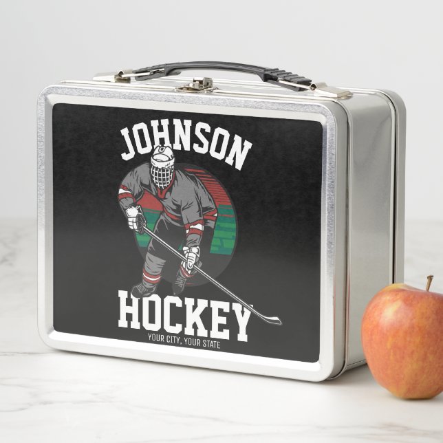 Personalised Ice Hockey Player Team Athlete Name  Metal Lunch Box (In Situ)