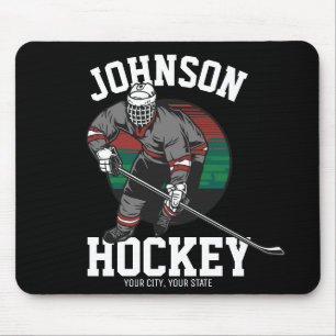 Personalised Ice Hockey Player Team Athlete Name  Mouse Mat