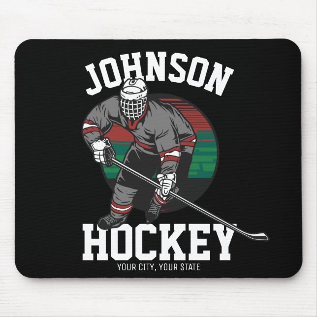 Personalised Ice Hockey Player Team Athlete Name  Mouse Mat (Front)